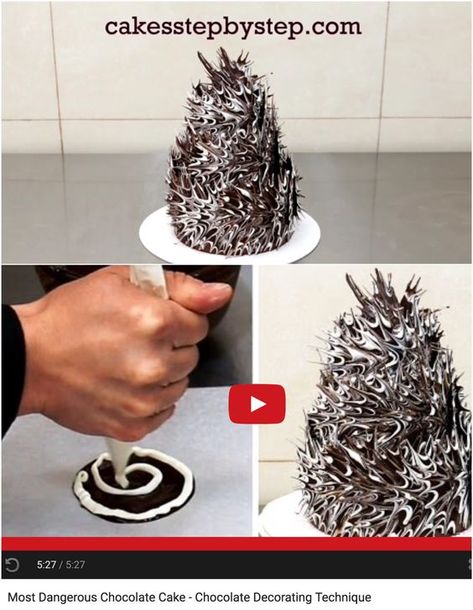 An amazing and easy technique to create these chocolate spikes for a cake covered in ganache. Chocolate Decorations For Cake, Chocolate Shard Cake, Chocolate Cake Decorations, Chocolate Hacks, Chocolate Decoration, Chocolate Garnishes, Cake Diy, Diy Chocolate, Chocolate Cake Decoration