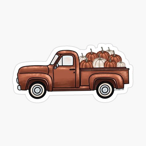 "Autumn Fall Pick Up Truck with Pumpkins Sticker" Pillow for Sale by ThePlannersNook | Redbubble Fall Stickers Aesthetic, Truck With Pumpkins, Notion Icons, Fall Packing, Earthy Neutrals, Fall Stickers, Iphone Stickers, Pick Up Truck, Pumpkin Stickers