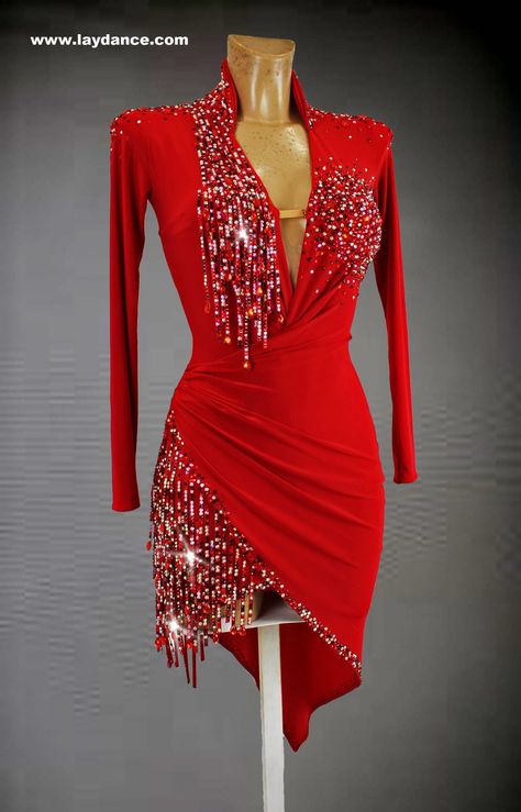 Rouge 1 Red Ballroom Dresses, Latin Dress Competition, Red Latin Dress, Latin Competition Dress, Ballroom Dance Outfits, Ballroom Dress Inspiration, Dancesport Dresses, Dance Competition Dress, Ballroom Costumes