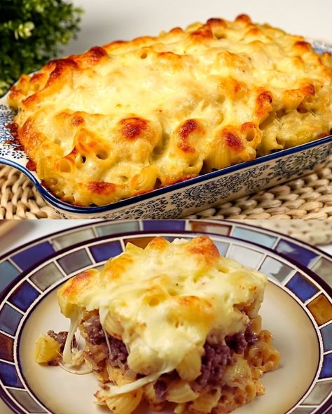 Baked Pasta with Minced Meat and Cheese Recipe Mince And Pasta Recipes, Recipes With Minced Beef, Pasta And Minced Meat Recipes, Mince Pork Recipes, Pork Minced Meat Recipe, Pasta With Minced Meat, Chicken Mince Recipes, Mince Pasta Bake, Beef Mince Recipes