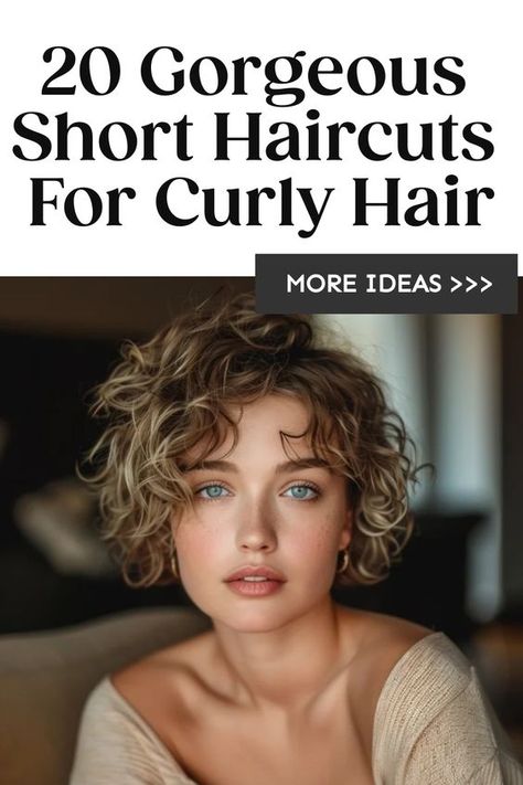 Discover the latest trends in short haircuts for curly hair women and find your perfect style! Whether you're looking for a chic bob or a playful pixie cut, these haircuts are sure to enhance your natural curls and make a statement. Embrace your beautiful curls with confidence and rock a stylish short haircut that is both trendy and low-maintenance. From asymmetrical bobs to curly shags, there's a variety of options to choose from that will complement your unique style. Short Bob Hairstyles Curly Waves, Best Short Haircuts For Curly Hair, Short Layered Messy Hairstyles, Short Bobs For Curly Hair, Short Wavy Pixie Naturally Curly, Bobs For Curly Hair Natural Curls, Short Hair Cuts For Women Curly Layers, Pixie Bob Curly Hair, Short Type 3 Curly Hair