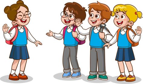 Hello Cartoon, Hello Pictures, Student Clipart, Friends Clipart, English Learning Books, Learning Books, Illustration Art Kids, Friends Illustration, School Cartoon