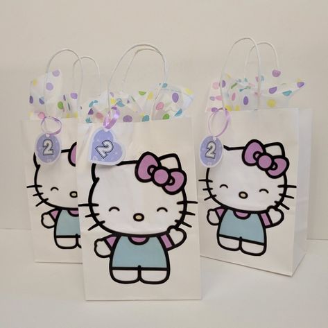 Handmade hello kitty goodie bags Hello Kitty Goody Bags Ideas, Hello Kitty Goodie Bags, Hello Kitty Treat Bags, Hello Kitty Birthday Treat Bags, Cute Hello Kitty Bags For Gift, Hello Kitty Candy Bags, Hello Kitty Favor Bags, Hello Kitty Favors, 14th Birthday Cakes