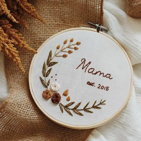 Mother’s Day Embroidery Ideas, Mother’s Day Embroidery Design, Embroidery For Grandma, Mothers Day Embroidery Ideas, Embroidery For Mom, Marigold Embroidery, Embroidery Mothers Day, Mother Embroidery, Mothers Day Embroidery