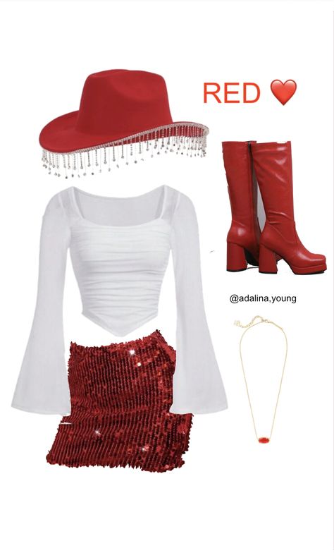 Taylor Swift Red Eras Tour, Outfit Ideas Taylor Swift, Red Eras Tour Outfit, Red Festival Outfit, Midnights Eras Tour Outfit, Midnights Eras Tour, Red Eras Tour, Eras Tour Outfit Ideas, Red Taylor Swift