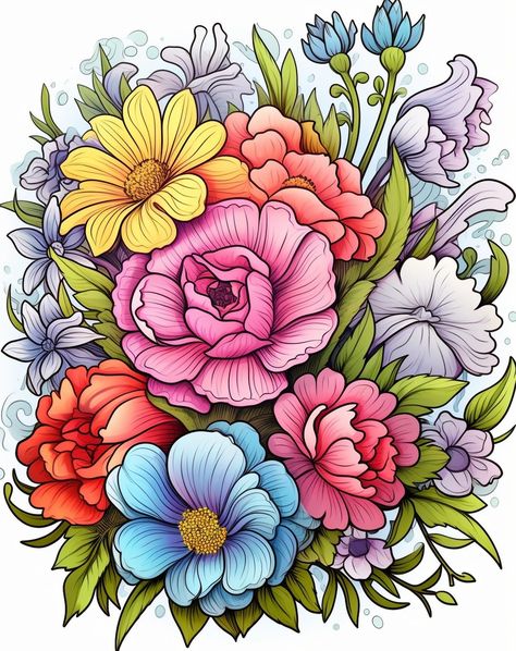 Colored with Procreate App. I know it's winter, but flowers are my favorites when I color :) . Part of "Beautiful Flowers Coloring Book" by "Customartcoloring" now on Etsy and Amazon. Featuring 65 detailed pages with unique and splendid floral arrangements. https://customartcoloring.etsy.com https://amazon.com/author/customartcoloring #coloring #coloringbooks #coloringforadults #coloringpage #coloringaddict #coloringtherapy #adultcolouring #colouring #colouringbook #colouringforadults #inkd... Colouring Ideas For Adults, Flower Coloring Book Pages, Completed Colouring Pages, Colouring Flowers With Pencils, Floral Colouring Pages, Flower Drawing Design Colour, Beautiful Flower Drawings Colour, Completed Coloring Pages, Floral Design Drawing Pattern