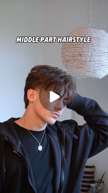 Elijah Forcier on Instagram: "Middle Part Hairstyle Tutorial ✨  What hairstyle should I do next ? Let me know down in the comments ⬇️ . . . . #hairstyle #haircut #hairtutorial #hairtrends #hairtransformation #barber #hair #hairideas" Mens Hairstyle Wavy Hair, Best Haircuts For Wavy Hair Men, Medium Middle Part Hair Men, Man Middle Part Hair, Men Middle Part Haircut, Fine Hair Middle Part, Middle Part Fringe Men, 90s Middle Part Hair Guys, How To Do A Middle Part