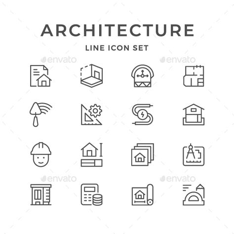 #Set Line Icons of #Architectural - Man-#made #objects Objects Religious Architecture, Best Interior Design Apps, Interior Design Apps, Special Logo, Small Butterfly Tattoo, Architecture Icons, Butterfly Tattoo Designs, Home Icon, Line Icon