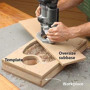 When you need to rout any type of closed pattern in the interior of a workpiece, such as the chip/dip tray, shown in photo, choose a plunge ... Router Jigs, Projek Kayu, Router Lift, Plunge Router, Router Jig, Router Projects, Woodworking Equipment, Wood Magazine, Astuces Diy