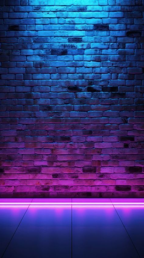 Neon Brick Wall Background, Brick Wall Architecture, Iphone Neon Wallpaper, Neon Blue Background, Bricks Background, Blue Brick Wall, Wall Architecture, Brick Wall Wallpaper, Youtube Background