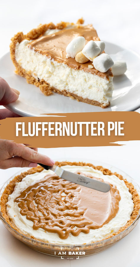 Fluffernutter Pie is a no-bake dessert made with a soft and smooth marshmallow filling topped with creamy peanut butter, all in a graham cracker crust. Fluffernutter Pie, Marshmallow Filling, Pie Pops, Easy Pie Recipes, Peanut Butter Desserts, Easy Pie, Perfect Pies, Peanut Butter Recipes, Delicious Pies