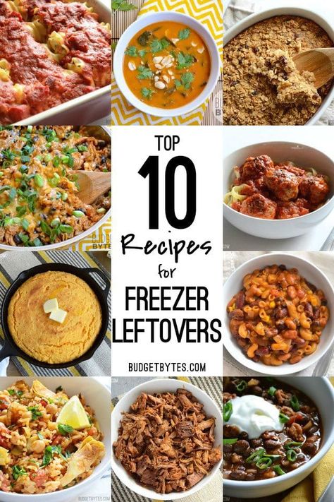 Top 10 Recipes for Freezer Leftovers - BudgetBytes.com Reheatable Dinners, Budget Friendly Dinner Recipes, Budget Dinner, Budget Dinner Recipes, Inexpensive Dinners, Easy Cheap Dinners, Easy Meals For Two, Budget Cooking, Easy Budget