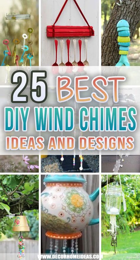 Best DIY Wind Chimes Ideas. Add some personal touch to your front porch or garden with these easy DIY wind chimes that will reflect light and create calming sounds. #decorhomeideas via @decorhomeidea Windchimes Homemade, Wind Chimes Ideas, Handmade Windchimes, Windchimes Diy, Wind Charm, Crystal Suncatchers Diy, Make Wind Chimes, Yard Art Crafts, Wind Chimes Homemade