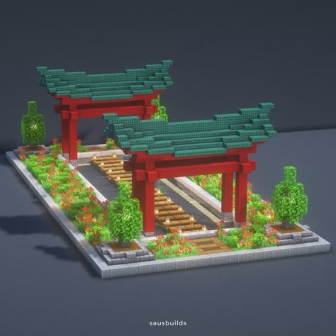 Saus on Instagram: "Japanese-inspired garden. =•=•=•=•=•=•=•=•=•=•=•=•=•=•=•=•= Minecraft Server Address: play.shirecraft.us Follow me for regularly-posted content @sausbuilds =•=•=•=•=•=•=•=•=•=•=•=•=•=•=•=•= #minecraft #minecraftdesign #pixelart #voxelart #pcart #microsoft #computergames #minecraft2022 #minecraftjava #minecrafthome #minecrafthouse #bedrock #minecraftgaming #architecture #home #mojang #fantasyart #minecraftbuilds #minecraftuniverse #minecrafters #minecraftbuild" Japanese Homes Minecraft, Japanese Roof Design Minecraft, Minecraft Japanese Village Layout, Minecraft Japanese Fence Ideas, Minecraft Japanese Architecture, Chinese Style Minecraft Builds, Japanese Lighthouse Minecraft, Minecraft Outdoor Restaurant, Minecraft Japanese Greenhouse