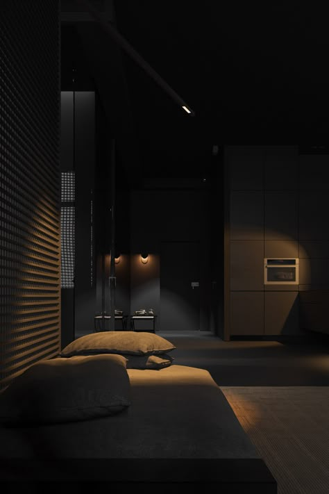 Architect Wallpaper, Black Luxury House, Dark Interior Design, Black Interior Design, Dark House, Add Design, House Aesthetic, Dark Home, Dark Interiors