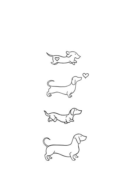 Weenie Dog Embroidery, Dog Tribute Tattoo Small Dachshund, Weenier Dog Tattoo, Cute Dachshund Tattoo, Embroidery Daschund, Tiny Dachshund Tattoo, Dachshunds Drawing, Fine Line Daschund Tattoo, Weenie Dog Tattoo Dachshund