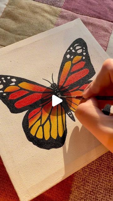 Monarch Painting Acrylic, Detailed Butterfly Painting, Butterfly Painting For Beginners, Butterfly Paintings Acrylic, Butterfly Drawing On Canvas, How To Paint Butterflies Acrylic, Aesthetic Butterfly Painting, Easy Butterfly Painting On Canvas, Simple Butterfly Painting