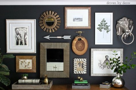 Eclectic home office gallery wall incorporating natural elements and free printables Eclectic Art Wall, Diy Gallery Wall Art, Gallery Wall Staircase, Office Gallery Wall, Diy Gallery Wall, Driven By Decor, Unique Gallery Wall, Perfect Gallery Wall, Eclectic Gallery Wall