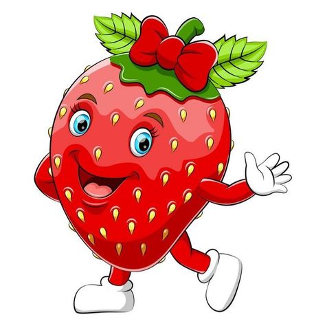 Strawberry Character, Strawberry Cartoon, Vegetable Cartoon, Fruit Cartoon, Funny Fruit, Fruit Picture, Fruits Images, Kids Background, Free Cartoons