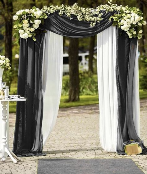 Wedding Arch Draping Fabric Black Wedding Arch Drapery Sheer Curtains for Backdrop Black Wedding Arch, Wedding Arch Drapery, Arch Drapery, Wedding Arch Decorations, Tulle Wedding Decorations, Wedding Arch Draping, Tulle Backdrop, Arch Draping, White Wedding Arch