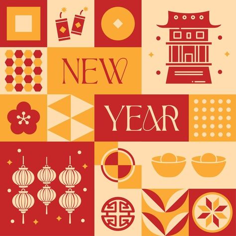 Chinese new year seamless pattern in sca... | Premium Vector #Freepik #vector 2025 New Year, Chinese New Year Card Design, Chinese Moodboard, Chinese New Year Aesthetic, Tet Illustration, Cny Illustration, Lunar New Year Illustration, Chinese New Year Packaging, Lunar New Year Art