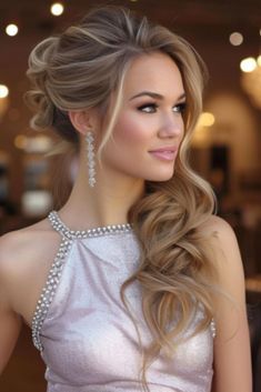 Side Up Hairstyles, New Bridal Hairstyle, Date Night Hair, Night Hairstyles, Guest Hair, Mother Of The Bride Hair, Hair To One Side, Side Hairstyles, Long Hair Wedding Styles