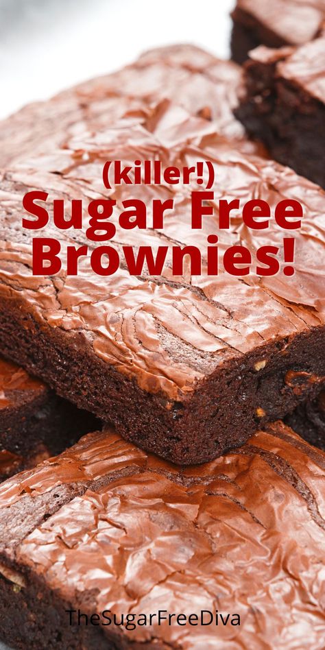 Sugar Free Chocolate Brownies, Sugar Free Cookie Recipes, Sugar Free Desserts Easy, No Sugar Desserts, Sugar Free Brownies, Sugar Free Snacks, Low Sugar Desserts, Low Carb Backen, Biscuits Diététiques