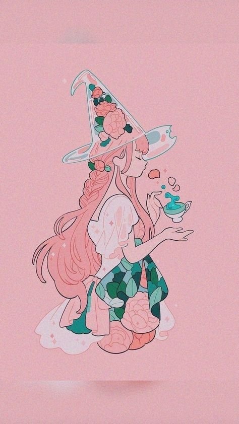 Cute Aesthetic Wallpaper, Witch Wallpaper, Painting Cute, Picture Painting, Cute Kawaii Drawings, Cute Aesthetic, Kawaii Wallpaper, Anime Scenery Wallpaper, Cute Backgrounds