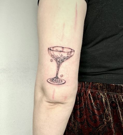 Coupe Glass Tattoo, Champagne Problems Tattoo, Goblet Tattoo, Cocktail Glass Tattoo, Kk Tattoo, Candelabra Tattoo, Martini Glass Tattoo, Martini Tattoo, Glass Tattoo