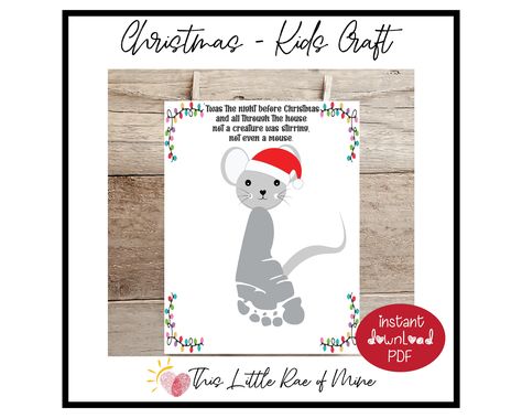 Mouse Footprint, Footprint Art Christmas, Footprint Printable, Printable Diy Crafts, Footprint Keepsake, December Winter, Twas The Night Before Christmas, Document Frame, Computer Paper