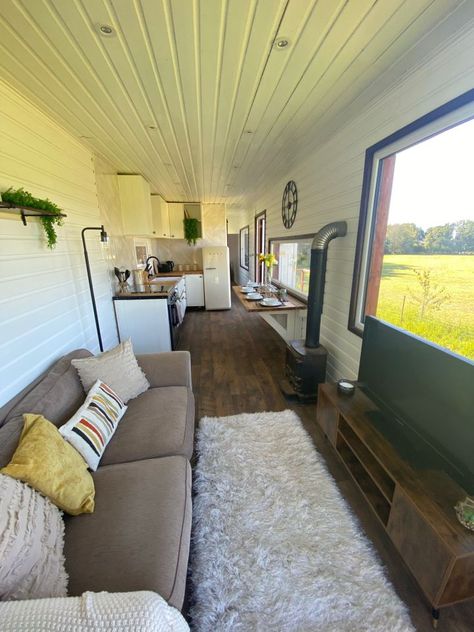 We live in a lorry trailer we bought for £5K - we converted it into a luxury lodge with walk-in wardrobes and a kitchen Trailer House, Airbnb Ideas, Trailer Conversion, Space Concept, Trailer Living, Traditional Cottage, Folding Dining Table, Luxury Lodge, French Windows