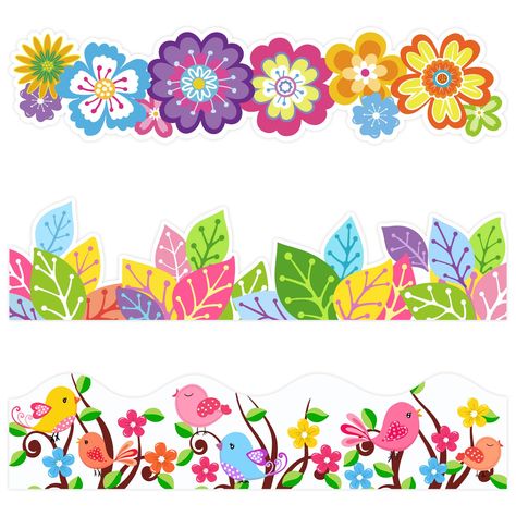 PRICES MAY VARY. Spring bulletin board decorations set:You will receive 60 pieces of spring bulletin board borders with 200 glue point dots,3 designs totaling 59ft in length.sufficient quantity and rich style are enough to meet your spring classroom decoration needs Spring-themed decorations: These spring bulletin board borders decorations for classroom are designed with many spring-themed elements, including flowers, birds, and leaves in bright, beautiful and vibrant colors, Creating a strong s Molde, Boarders For Bulletin Boards, Decorations For Classroom, Bird Classroom Theme, Spring Classroom Decorations, Spring Border, Spring Bulletin Board, Painting Teacher, Board Borders