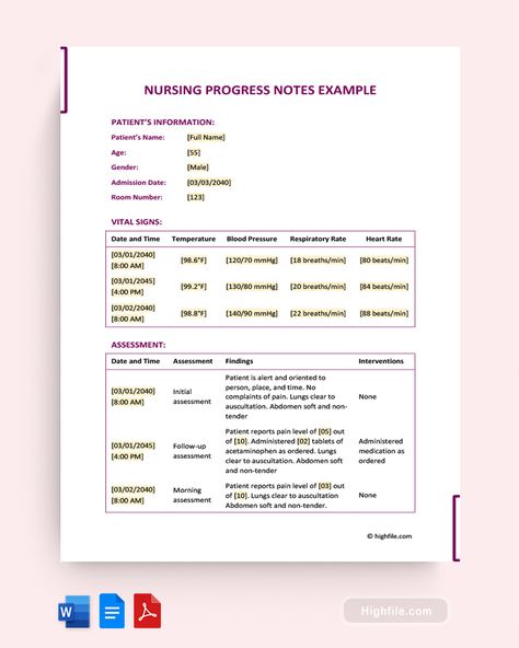 Nursing Progress Notes Example Nursing Progress Notes Examples, Nursing Documentation Examples, Midwifery Notes, Nursing Notes Examples, Notes Examples, Nursing Documentation, Nurse Study, Record Keeping, Vital Signs