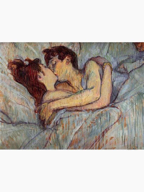 "In Bed The Kiss by Henri de Toulouse-Lautrec" Sticker by catfantastic | Redbubble In Bed The Kiss, Famous Artworks, Iconic Paintings, Art Amour, Maurice Denis, Edouard Vuillard, Jan Van Eyck, Odilon Redon, Henri De Toulouse Lautrec