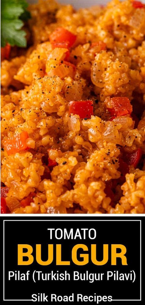 Bulgur Pilaf Recipes, Turkish Vegetarian Recipes, Turkish Side Dishes, Turkish Pilaf, Tomato Bulgur, Assyrian Recipes, Assyrian Food, Grain Sides, Bulgur Pilaf