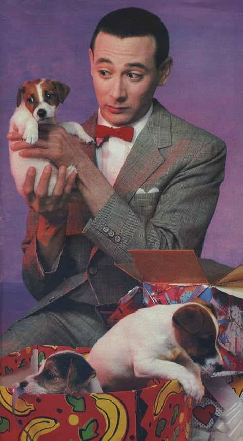 Pee-wee with puppies Peewee Herman Aesthetic, Camp Horror, Peewee Herman, Large Marge, Pee Wee's Playhouse, Paul Reubens, Adventures In Babysitting, Pee Wee Herman, Pee Wee