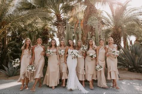 Neutral Beach Bridesmaid Dresses, Beach Destination Wedding Bridesmaid, Dune Color Bridesmaid Dresses, Beach Wedding Bridesmaid And Groomsmen, Champagne Bridesmaid Dresses Beach Wedding, Beachy Bridesmaid Dresses Boho, Small Beach Wedding Bridesmaid, Champagne Bridesmaid Dresses Beach, Sand Bridesmaids Dresses