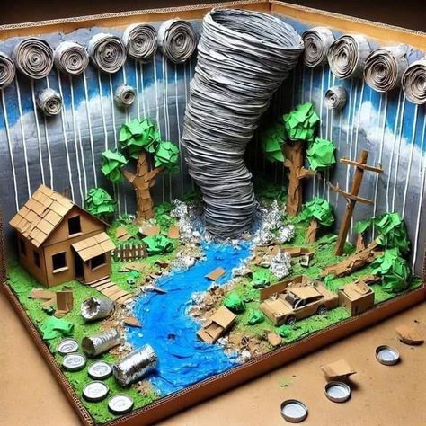 Natural Disasters Art, Science Exhibition Ideas, Science Project Models, Science Exhibition Projects, Diorama Kids, Physics Projects, Presentation Ideas For School, Craft Project Ideas, School Science Projects