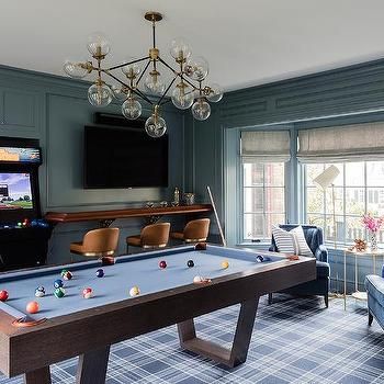 Blue Game Room, Game Room Idea, Erin Gates Design, Traditional Meets Modern, Patrick Ahearn Architect, Patrick Ahearn, Pool Table Room, Home Game Room, Gates Design