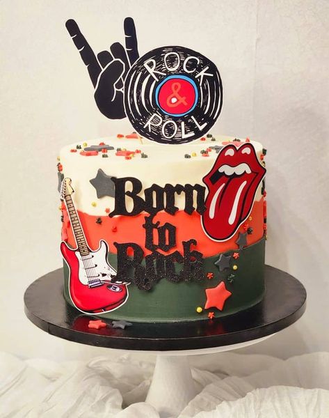 24 Brilliant Birthday Cake Ideas for Men - Lady Celebrations Born To Rock Cake, Rock And Roll Cake Ideas, Born Two Rock Birthday Cake, Rock N Roll Birthday Cake, Rock And Roll Birthday Cake, One Rocks Cake, Born Two Rock Birthday, Rock N Roll Cake, Rock And Roll Cake