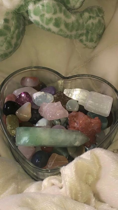 Rocks And Crystals, A Heart, Crystals, Glass, Green, White