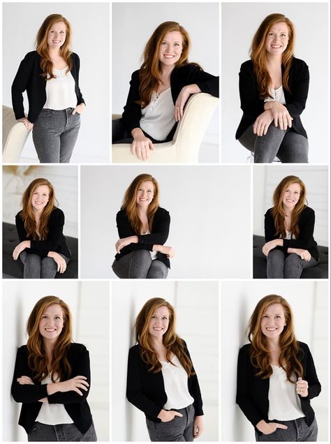 How To Take A Professional Photo, Professional Shots Photo Ideas, Professional Headshots White Background, Diy Business Headshots, Professional Photo Poses For Women, Womens Headshot Outfit, Diy Head Shots At Home, Headshots For Authors, Corporate Picture Poses