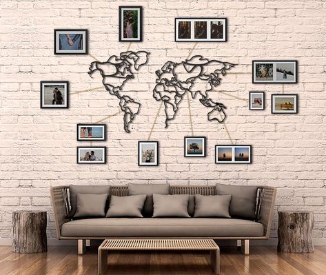 Metal World Map Metal Wall Decor Metal Wall Art Metal | Etsy World Map Wall Decor, Modern Office Decor, Entry Wall, Cross Crafts, Map Wall Decor, Clock Wall Art, Metal Wall Sign, World Map Wall, Living Room Decor Modern