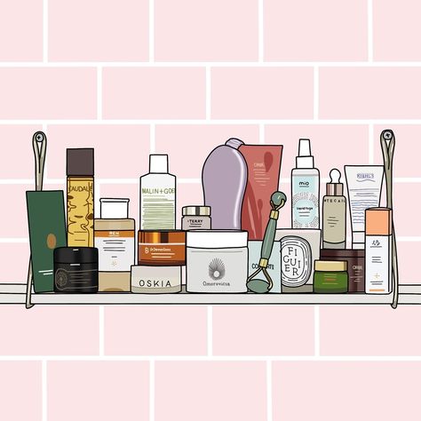 Beauty illustration. Beauty blogger. Shelfie. illustrations. pink beauty. into the gloss top shelfie. top shelfie illustrated. the covet co Skincare Content, Ballerina Silhouette, Skin Therapist, Paper Dolls Diy, Insta Icon, Yumeko Jabami, Beauty Illustration, New Poster, Background Pictures