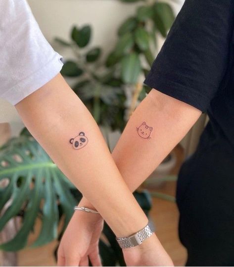 Small Panda Tattoo, Pop Culture Tattoos, Woman Tattoos, Word Tattoo Ideas, Culture Tattoos, Sisters Tattoo, Small Girly Tattoos, Panda Tattoo, Matching Sister Tattoos