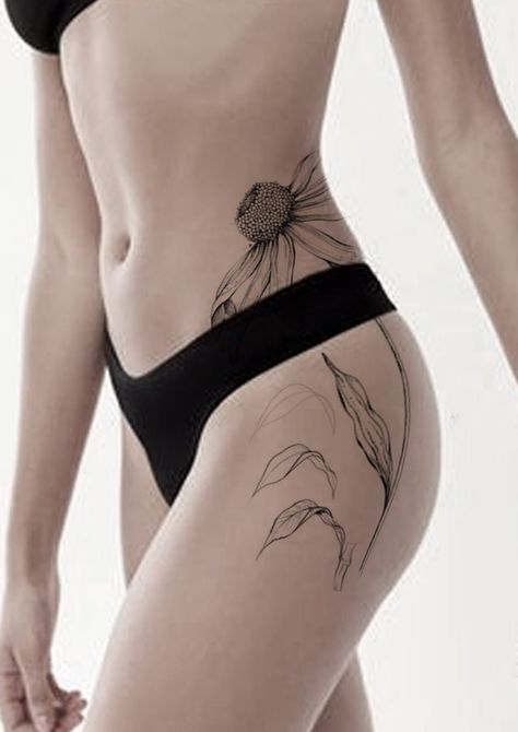 Tattoos Realism, Classy Tattoos For Women, Side Hip Tattoos, Watercolour Tattoo, Waist Tattoos, Nature Tattoo, Hip Tattoos Women, Full Body Tattoo, Tiny Tattoo