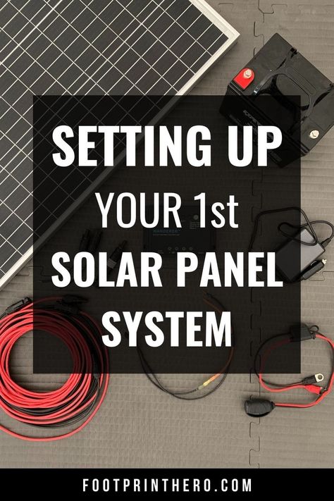 Learn how to set up your first solar panel system in JUST 4 steps! This beginner friendly DIY solar power system is a great way to solar power a small room or building, such as a solar shed or solar workshop. Solar Power System For Van, Solar Power Set Up, How To Build Solar Panels, Cabin Solar System, How To Build A Solar Panel, How To Build A Solar System, Solar Power For Beginners, Diy Solar Panel Installation, Solar Shed Power