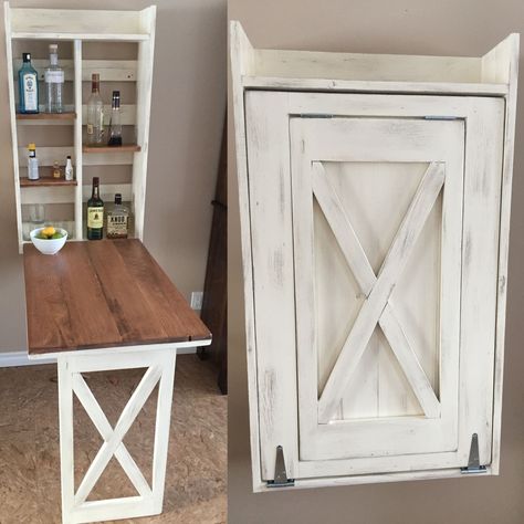 Drop down murphy bar - DIY Projects Murphy Bar, Murphy Table, Craft Table Diy, Desk Diy, Murphy Beds, Diy Bar, Diy Holz, Basement Decor, Old Door