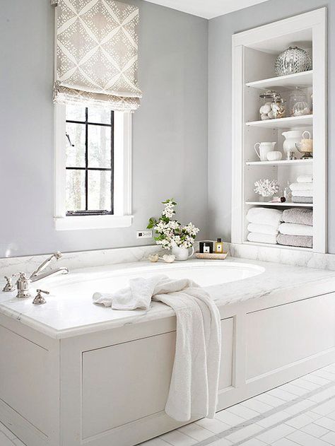 . Undermount Tub, Bathroom Window Treatments, White Bathroom Designs, Primary Bathroom, Bad Inspiration, Tub Surround, Master Bath Remodel, 2024 Design, Subway Tiles