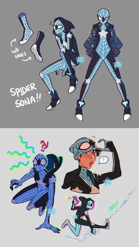 Spiderverse Spider Sona, Spider Man Into The Spider Verse Oc, Spider Man Into The Spiderverse Ocs, Spidersona Base Female, Spider People Art, Superhero Oc Art Character Design, Spiderman Into The Spiderverse Oc, Spider Suit Ideas, Spider Sona Art Male